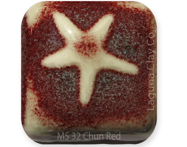 MS‑32 亮光春紅白釉 1
